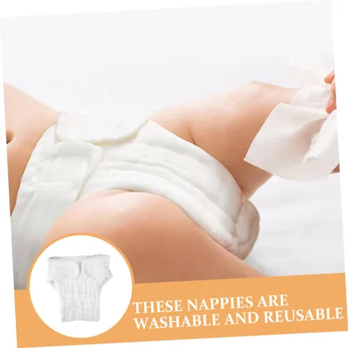 Vista 3 de 5 unidades de pañales de algodón para recién nacidos, reutilizables, lavables, absorbentes, suaves, transpirables, para viajes en casa