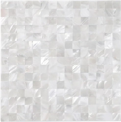 Vista 8 de 1 - Hoja de Azulejos de Conchas de Perla para Despegar y Pegar, Azulejos Autoadhesivos para Pared para Cocina, Baño, Dormitorio en Blanco Natural