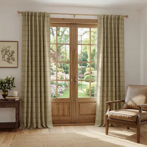 NICETOWN Cortinas de Granja a Cuadros 100% Opacas de 96 Pulgadas de Largo, Juego de 2 Paneles para Sala de Estar y Dormitorio, Cortinas a Cuadros
