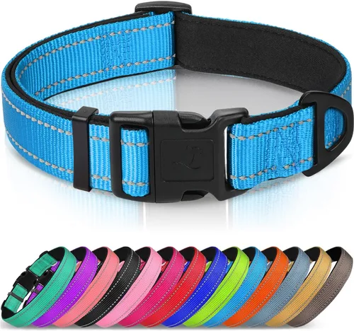 Vista 8 de Joytale - Collar reflectante para perro, collar de nailon transpirable con acolchado de neopreno suave para mascotas, ajustable para perros grandes
