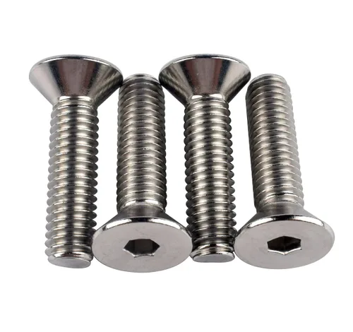 Vista 26 de Tornillos avellanados de cabeza plana de 1/4-20 x 1-1/2", pernos de casquillo hexagonal, acero inoxidable 304 18-8, rosca de máquina completa
