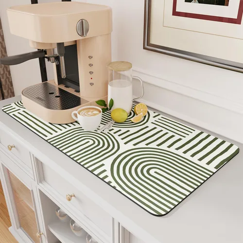 Vista 21 de AMOAMI Tapete de café absorbente con parte trasera de goma para secar platos para encimera de cocina, accesorios de bar para debajo de la cafetera