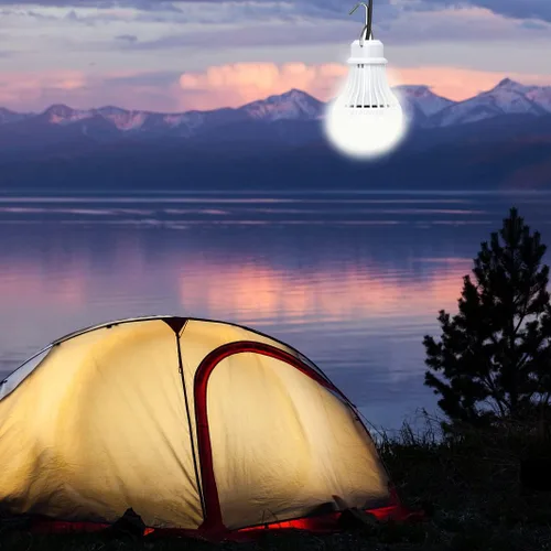 Vista 3 de Bombilla LED USB para campamento, luz al aire libre con interruptor simple, bombilla LED portátil de 5 V 5 W para garaje, almacén, coche, camión