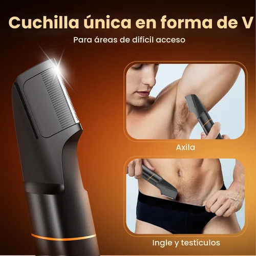 Vista 3 de MAXGROOM - Afeitadora de vello corporal para hombre, afeitadora resistente al agua para la ingle, testículos y bolas, kit de aseo eléctrico sin