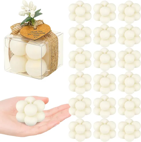 Vista 8 de MTLEE Mini velas de burbujas para regalos de boda, regalos para invitados de 1.57 x 1.38 pulgadas, velas de burbujas con tarjetas, flores secas
