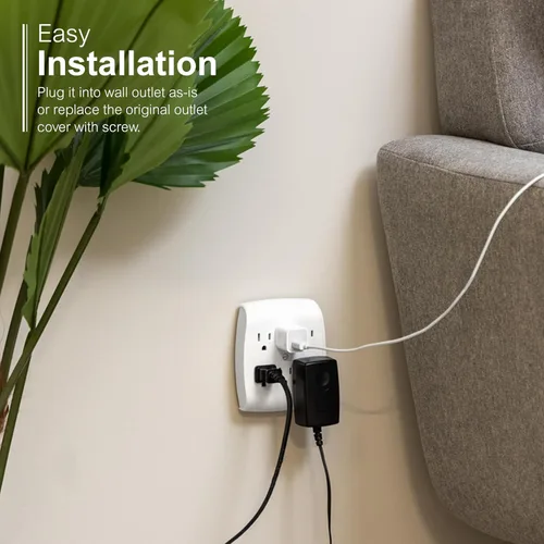 Vista 4 de GE 6-Outlet Extender Wall Tap, Grounded Adapter, Outlet Splitter, Charging Station, 3-Prong, Plug Adapter, Secure Install, Cruise Essentials, ETL