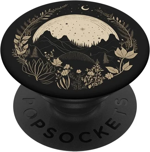 Vista 7 de Boho Chic Floral Bosque Naturaleza Montaña Luna Senderismo Camping PopSockets MagSafe PopGrip para iPhone