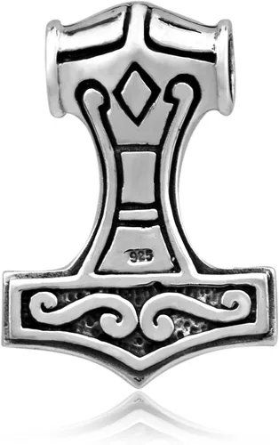 Vista 2 de WithLoveSilver - Colgante de plata de ley 925 Trinity celta vikingo con forma de martillo de Thor (Mjolnir), Plata esterlina