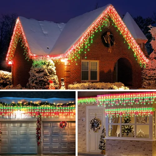 Vista 6 de Luces solares de Navidad para exteriores, impermeables, para decoración de Navidad, 320 LED, 29.5 pies, 60 gotas, luces de hadas recargables