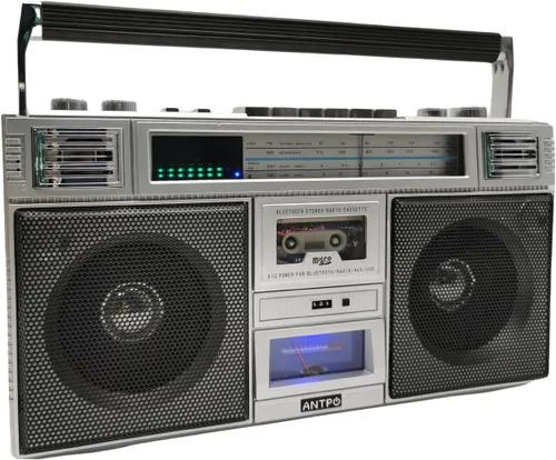 ANTPO Retro Vintage AM FM Radio Bluetooth, transistor de radio portátil con el mejor sonido, radio recargable, TWS, soporte TF tarjeta/reproducción