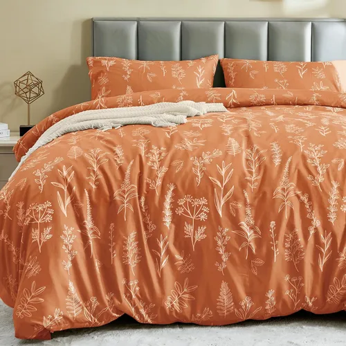 Vista 18 de MUXHOMO - Funda de edredón tamaño Queen, juego de funda de edredón reversible floral gris con cierre de cremallera, 3 piezas, juego de ropa de cama