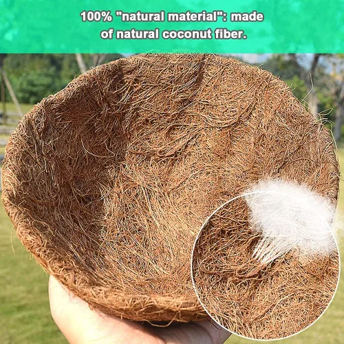 Vista 3 de EROCK 2 forros redondos de coco para cesta colgante, 8, 10, 12, 14, 16 pulgadas, forros de fibra de coco para macetas de fibra de coco para cestas