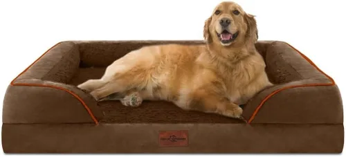 Vista 217 de Comfort Expression Cama ortopédica para perros extra grandes de 45 x 35 pulgadas, cama para mascotas XL de espuma tipo caja de huevos impermeable
