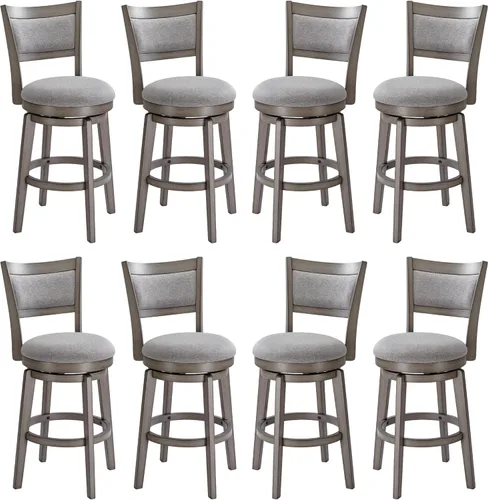 Vista 14 de PrimeZone Juego de 2 taburetes de bar giratorios de 24 pulgadas de altura de mostrador, taburete de bar de respaldo alto con patas de madera maciza