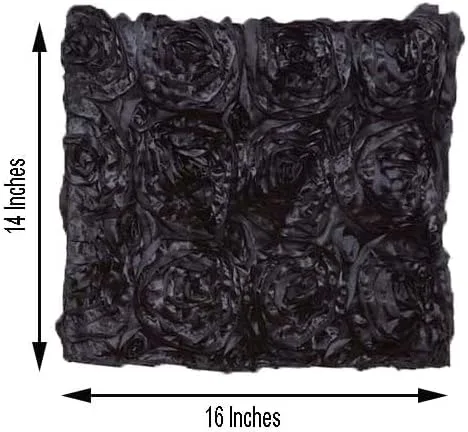 Vista 3 de Efavormart - Funda para silla de satén con roseta 3D Chivari, cuadrada, para catering, decoración de bodas, fiestas, color negro