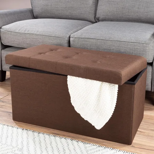 Vista 53 de Lavish Home - Banco otomano con almacenamiento, plegable, tapa acolchada de espuma con punzoneado de 30 pulgadas, gris oscuro