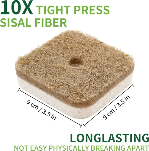 Vista 5 de Paquete de 12 Kickleen Esponjas Naturales para Fregar Platos de Cocina con Colgador de Succión Biodegradables Compostables de Celulosa y Coco