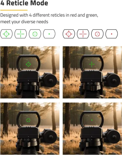 Vista 6 de CVLIFE 1X22X33 Visor Reflex Punto Rojo Visor Punto Rojo y Verde 4 Ópticas de Retícula con Láser Verde y Interruptor de Almohadilla de Presión
