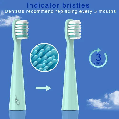 Vista 6 de 10 cabezales de repuesto para cepillos de dientes compatibles con Vekkia Kids Blue Dragon, cepillo de dientes eléctrico, suave y cómodo para dientes