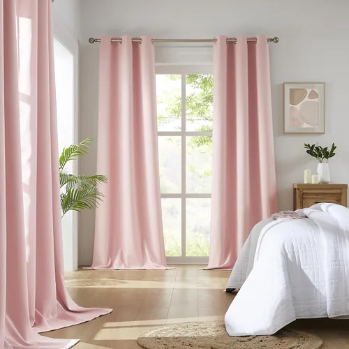 Vista 2 de DUALIFE Cortinas rosas para dormitorio de 72 pulgadas de largo, cortinas de oscurecimiento de habitación para decoración de habitación de niñas