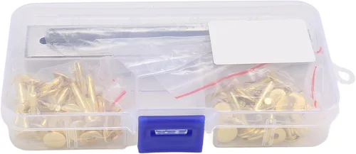 Vista 4 de QANYEGN Kit de 40 remaches de cobre, remaches de cobre con vidente de rebabas de acero inoxidable, juego de pch de cuero, cierre de remache