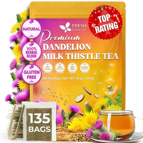 Vista 747 de FreshDrinkUS, 135 bolsas de té de jengibre y cúrcuma premium, ingredientes 100% naturales, mezcla hecha a mano de té de hierbas de cúrcuma