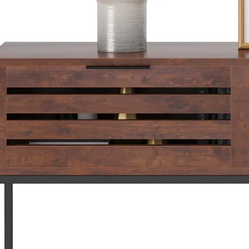 Vista 5 de soges Moderna mesa consola para entrada, detrás del sofá, mesa estrecha y larga, mesa de sofá con armario de almacenamiento y estante abierto, mesas