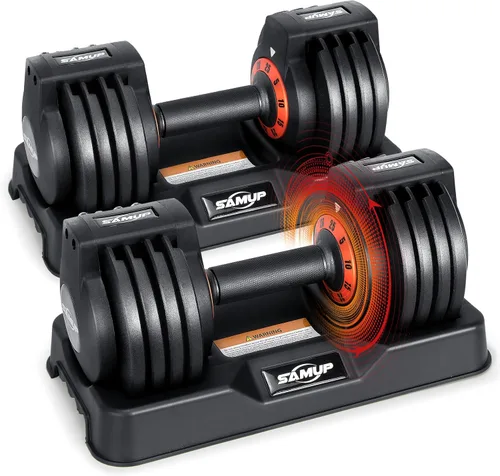 25/55 lbs Pair Adjustable Dumbbells Set, Dumbbells with Anti-Slip Metal Handle for Exercise & Fitness Fast Adjust Weight for Full Body Workout
