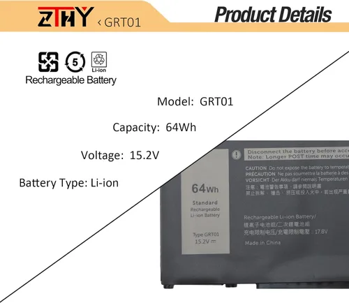 Vista 3 de ZTHY GRT01 64Wh - Batería para portátil de 4 celdas compatible con Dell Latitude 5421 5431 5521 5531 Precision 3470 3561 3571 3581 3591 Estación