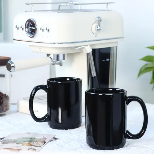 Vista 6 de Tazas de café de porcelana de 16 onzas, taza clásica de cerámica en blanco con mango grande para té y café con leche, capuchino, juego de 4