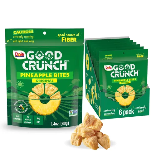 Vista 9 de Dole Good Crunch Piña con bocadillos de frutas secas de chile, sin gluten y bocadillo vegano, bolsas de 1.4 onzas (paquete de 6)
