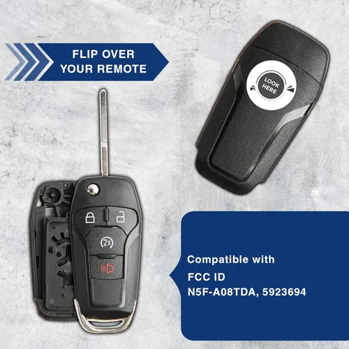Vista 5 de Carcasa de repuesto para llavero plegable con arranque remoto para Ford N5F-A08TDA, 5923694