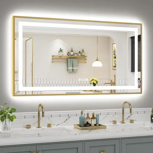 Vista 40 de Briivue Espejo de baño LED de 20 x 28 pulgadas con luces, retroiluminado y frontal iluminado, espejo de tocador de baño con luz antiniebla