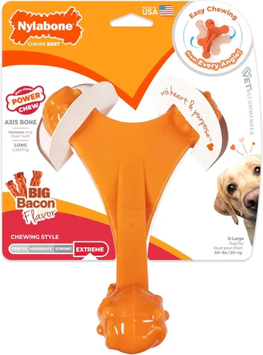 Vista 8 de Nylabone Power Chew - Juguete masticable para perros masticadores extremos, juguete en forma de X, sabor a tocino, tamaño XL/Souper, 1 unidad