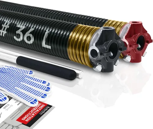 Vista 91 de Par de resortes de torsión para puerta de garaje de 2 pulgadas con barras de bobinado antideslizantes y guantes, electroforesis de alta precisión