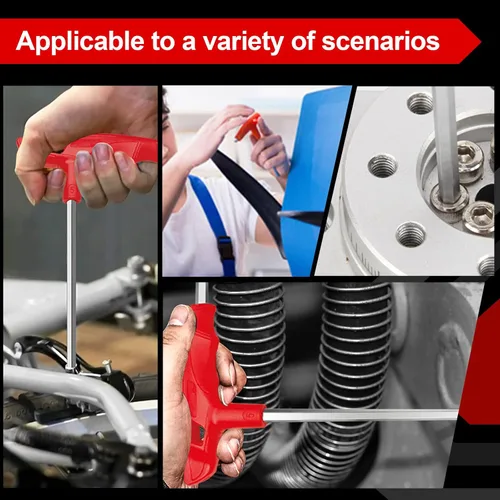 Vista 5 de WISEUP Juego de llaves allen con mango en T de 2.5mm métrico, juego de llaves hexagonales CR-V de servicio pesado con brazo largo