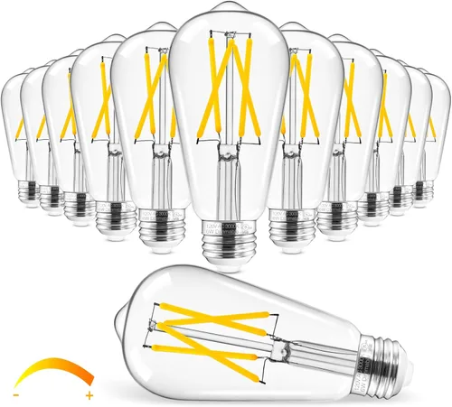 Vista 7 de Hizashi Edison Bombilla LED de 60 W, 2700 K regulables con base E26, bombillas ST19 vintage blanco cálido suave, 95+CRI, certificación UL, 700
