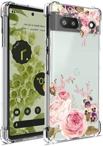 Vista 9 de Funda para Pixel 6A, GX7AS Linda, Transparente Flexible Bumper TPU Suave Goma Silicona Funda Teléfono Funda para Google Pixel 6A Rosa Mariposa