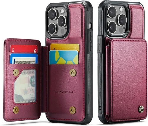 Vista 46 de Vinich Funda tipo cartera para iPhone 11 con soporte para tarjetas, bloqueo RFID, ranuras de crédito, función atril, a prueba de golpes, para Negro