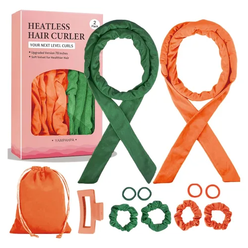 Vista 9 de Rizos sin Calor con Diadema para la Noche, 70'' Rizadores de Cabello sin Calor para Cabello Mediano a Largo, Negro