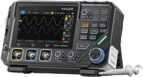 ZDDW9VOG 2D15P Pantalla táctil Osciloscopio digital multímetro generador de señal 3 en 1 de doble canal 100MH 500MSa/s 20000 cuentas (2D15P con