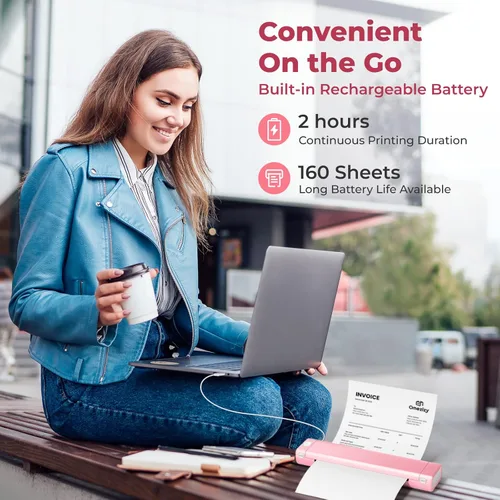 Vista 8 de M08F - Impresoras portátiles inalámbricas para viajes, impresora térmica Bluetooth portátil, compatible con papel térmico de 8.5 x 11 pulgadas