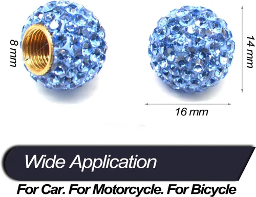 Vista 6 de Tapones de válvula de neumático de automóvil, paquete de 4 tapones de aire de vástago de válvula de neumático de automóvil con diamantes