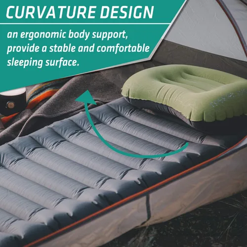 Vista 6 de TREKOLOGY ALUFT2.0 (azul claro) y almohadilla de dormir UL comprimible, compacta, cómoda, ergonómica almohada inflable, alfombrilla inflable