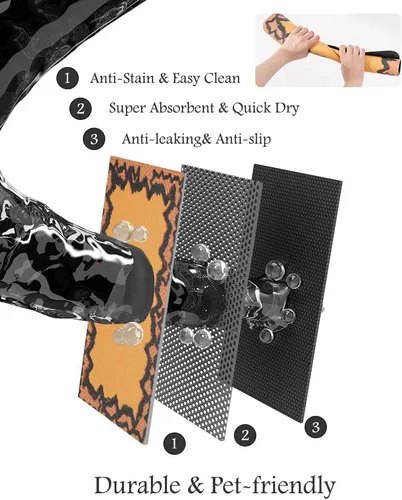 Vista 4 de PADOOR -Tapete de alimentación de mascotas, absorbente, de secado rápido, tapete para comida y agua, tapete para tazón de comida para perros, tapete