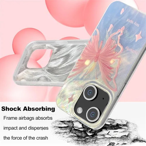 Vista 710 de I-MGAE-IN-AR - Funda diseñada para iPhone 12 y 12 Pro, diseño de mariposa plateada brillante, funda protectora de poliuretano termoplástico, suave