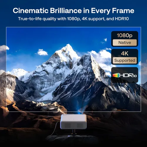 Vista 3 de Aurzen EAZZE - Proyector inteligente compatible con Google TV D1G 4K con WiFi y Bluetooth, enfoque automático y Keystone, Dolby Audio, Zoom