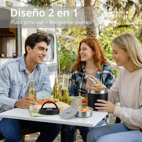 Vista 7 de HOMEKOL Termo aislado para sopa de comida caliente, 40.5 onzas, negro
