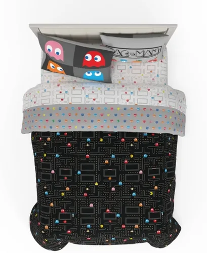 Vista 23 de Franco - Juego de ropa de cama coleccionable Nintendo Donkey Kong, 5 piezas, edredón reversible supersuave y juego de sábanas con funda