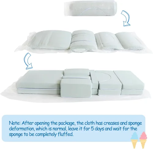 Vista 8 de Lifestan Sofá modular para niños, 14 piezas, sofás de juego para niños pequeños, sofá plegable de espuma para sala de juegos, sofá convertible